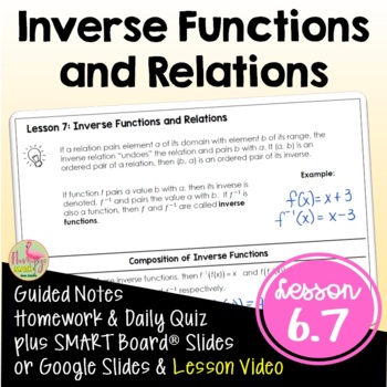 Preview of Inverse Functions (Algebra 2 - Unit 6)