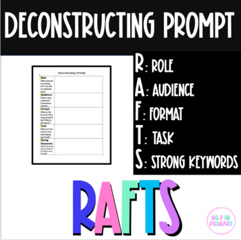 Preview of RAFTS Writing Prompt | Graphic Organizer