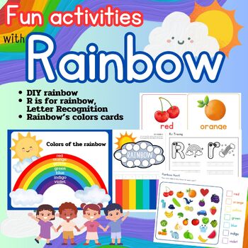 Preview of RAINBOW Activities, DIY Rainbow, Letter R pactising for pre-k, kinder