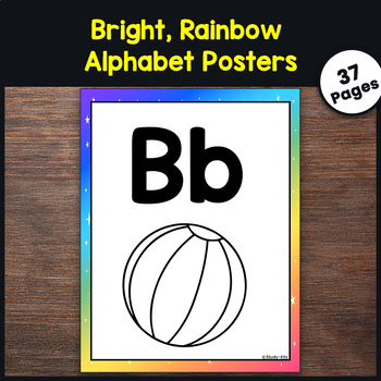 Alphabet Poster & Flashcards in Pastel Rainbow Theme - 100