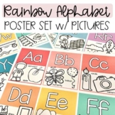 RAINBOW Alphabet Posters with BW Pictures
