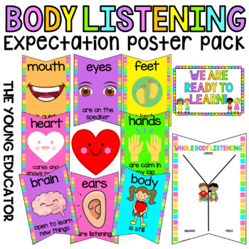 Preview of RAINBOW BODY LISTENING POSTER PACK / BLACK WHITE VERSION TOO!