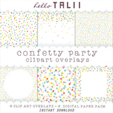 RAINBOW DOTS Confetti Clipart Overlays- 6 Transparent PNG 
