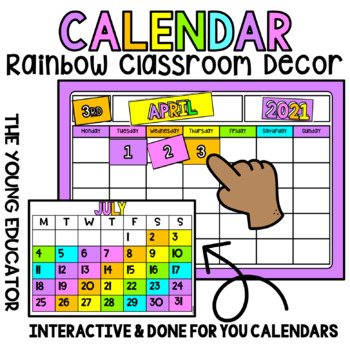 Preview of RAINBOW INTERACTIVE CLASSROOM CALENDAR *LIFE TIME UPDATED*