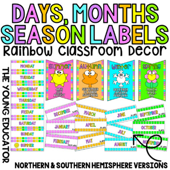 Preview of RAINBOW MONTHS DAYS SEASONS POSTERS/LABELS