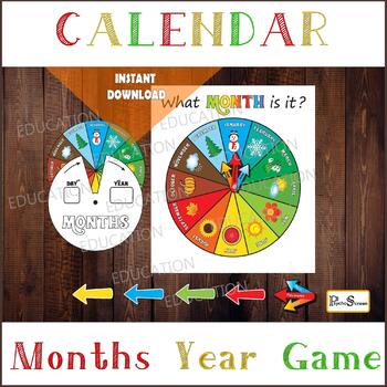 Preview of RAINBOW MONTHS WHEEL, Circle month game, Spinner for preschool activity