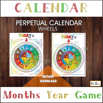 Preview of RAINBOW PERPETUAL CALENDAR with 4 circles, DIY project
