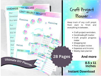 Preview of RAINBOW Printable Craft Planner for DIY Projects