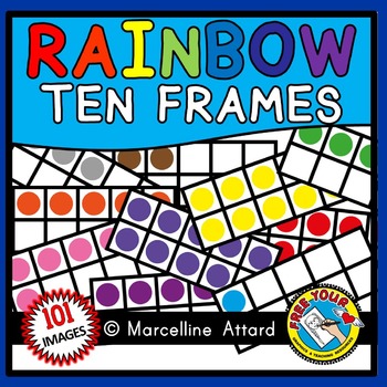 Preview of RAINBOW TEN FRAMES CLIPART (NUMBERS 0 TO 10 MATH CLIP ART) COMMERCIAL USE