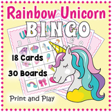 RAINBOW UNICORN BINGO & Memory Matching Card Game Activity