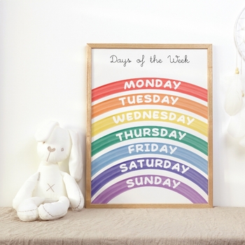 Preview of RAINBOW Weekdays Poster - Days of the week - Classroom Decor - Nursery Decor