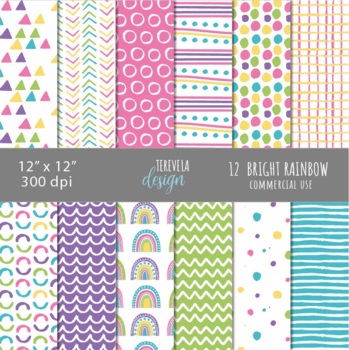 Rainbow Color Printable Patterned Paper Graphic by Lemon Paper Lab