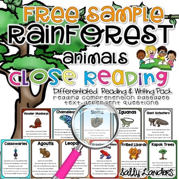 Preview of RAINFOREST ANIMALS - SLOTHS-  FREE GIFT