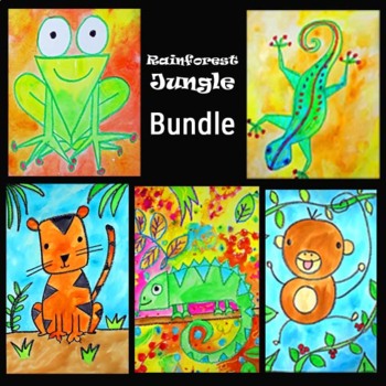 Preview of RAINFOREST JUNGLE BUNDLE | 5 Drawing & Watercolor Painting Video Art Projects