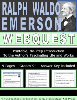 Preview of RALPH WALDO EMERSON Webquest | Worksheets | Printables