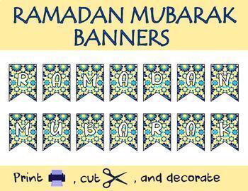 Preview of RAMADAN MUBARAK Banners on Geometric Background for RAMADHAN Month 2024