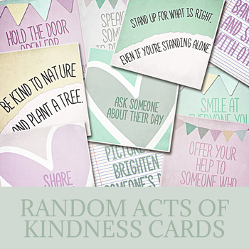 RANDOM ACTS OF KINDNESS CARDS, GROWTH MINDSET ACTIVITY, PAY IT FORWARD ...