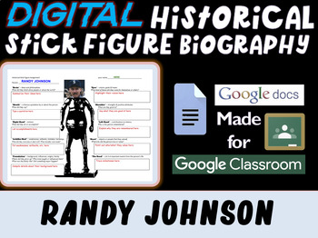 Preview of RANDY JOHNSON - MAJOR LEAGUE BASEBALL LEGEND - Digital Stick Figure Biography