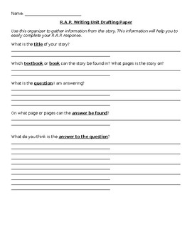 RAP Response Writing Template by Crista #39 s Classroom TPT