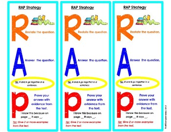 Preview of RAP Written Comprehension Strategy Bookmark and Song
