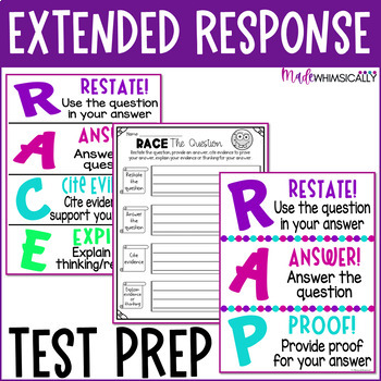 Preview of RACE Writing Strategy for Extended Response + RAP Writing Strategy TEST PREP