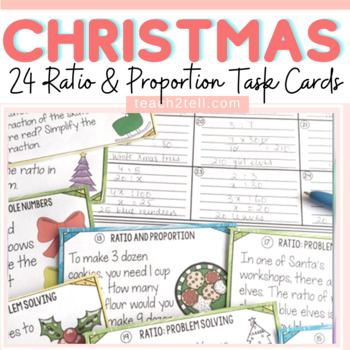 Preview of Ratio and Proportions Christmas Math Activity Task Cards