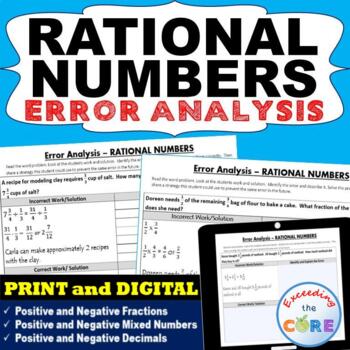 Preview of RATIONAL NUMBERS (Fractions and Decimals) | Find the Error | Print or Digital