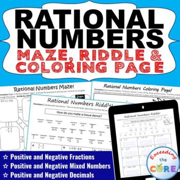 Preview of RATIONAL NUMBERS Maze, Riddle & Color by Number Coloring Page Math Activity