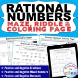 RATIONAL NUMBERS Maze, Riddle & Color by Number Coloring P