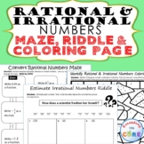 RATIONAL and IRRATIONAL NUMBERS Maze, Riddle, Coloring Pag