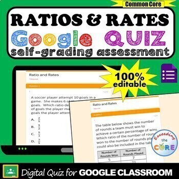 Preview of RATIOS AND RATES Digital Assessment | Google Classroom | Distance Learning