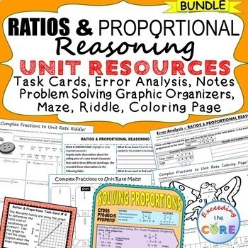 RATIOS & PROPORTIONS BUNDLE Task Cards, Error Analysis, Graphic Organizers
