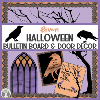 Preview of RAVEN Halloween Decoration Bulletin Board Door Display Spooky Classroom Decor