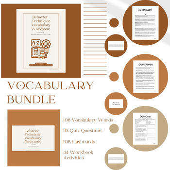 Preview of RBT® & Behavior Technician Vocabulary Bundle | Flashcards and Workbook | ABA