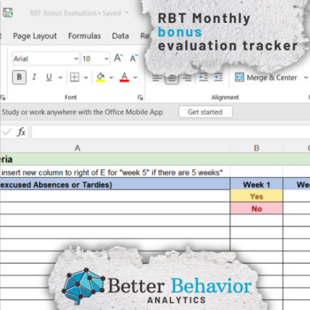 Preview of RBT Monthly Evaluation Spreadsheet