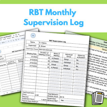 Preview of RBT Monthly Supervision Log