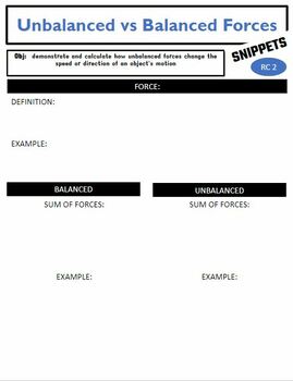 Preview of RC2: Unbalanced vs Balanced Forces Snippet 