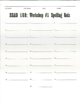 Preview of READ 180U ReaL Book Workshop #1 Spelling and Definition Quiz (with Answer Key)
