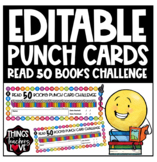 READ 50 BOOKS READING CHALLENGE - Editable Punch Cards for