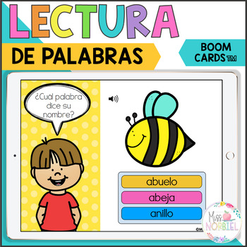 Preview of READ A WORD BOOM CARDS, LECTURA DE PALABRAS DE TRES SILABAS