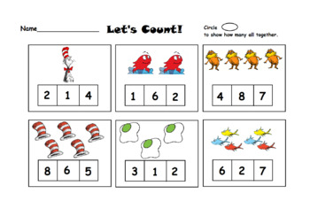 Preview of READ ACROSS AMERICA DR. SEUSS THEME COUNTING/MATH ACTIVITY