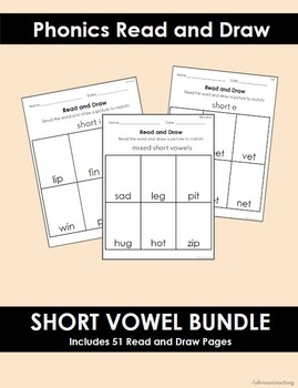 Preview of READ AND DRAW - SHORT VOWEL phonics independent activity bundle