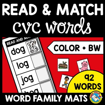 Preview of BLENDING CVC WORD WITH PICTURES LIST ACTIVITY MATS KINDERGARTEN READ & MATCH
