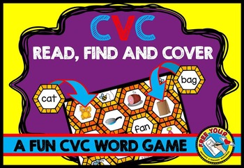 Preview of BLENDING CVC WORD WORK AND PICTURE MATCH PHONICS READING CENTER GAME ACTIVITY