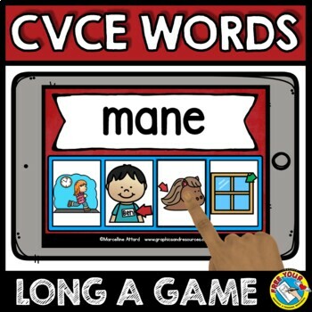 Preview of READ MATCH CVCE WORD WORK ACTIVITY LONG A VOWEL SILENT E GAME BOOM CARDS CENTER