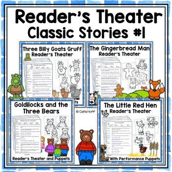 Preview of READER'S THEATER  4 Classic Children's Stories - Scripts & Puppets - Bundle 1