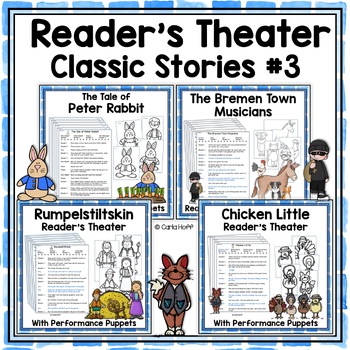 Preview of READER'S THEATER  4 Classic Children's Stories - Scripts & Puppets - Bundle 3