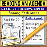 READING AN AGENDA Informational Text TASK CARDS For Autism
