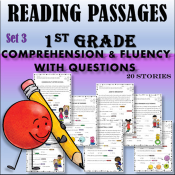 Preview of READING COMPREHENSION AND FLUENCY WITH QUESTIONS PDF & DIGITAL (20 STORIES)