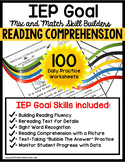 READING COMPREHENSION IEP Goal Skill Builder WORKSHEETS fo